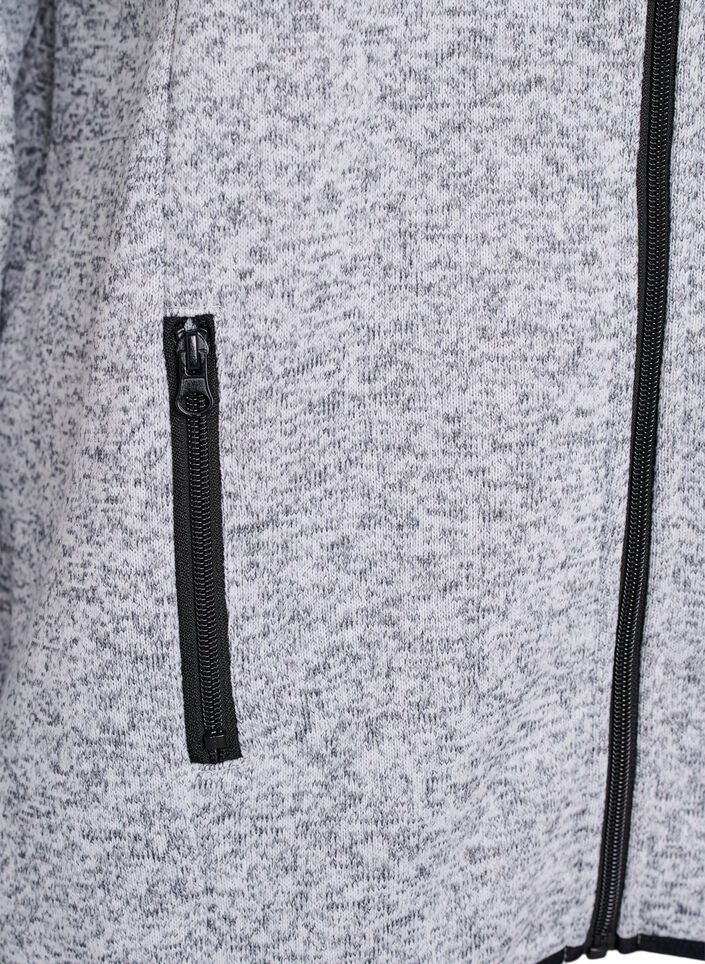 Jersey cardigan med høy krage og glidelås, Light Grey Melange, Packshot