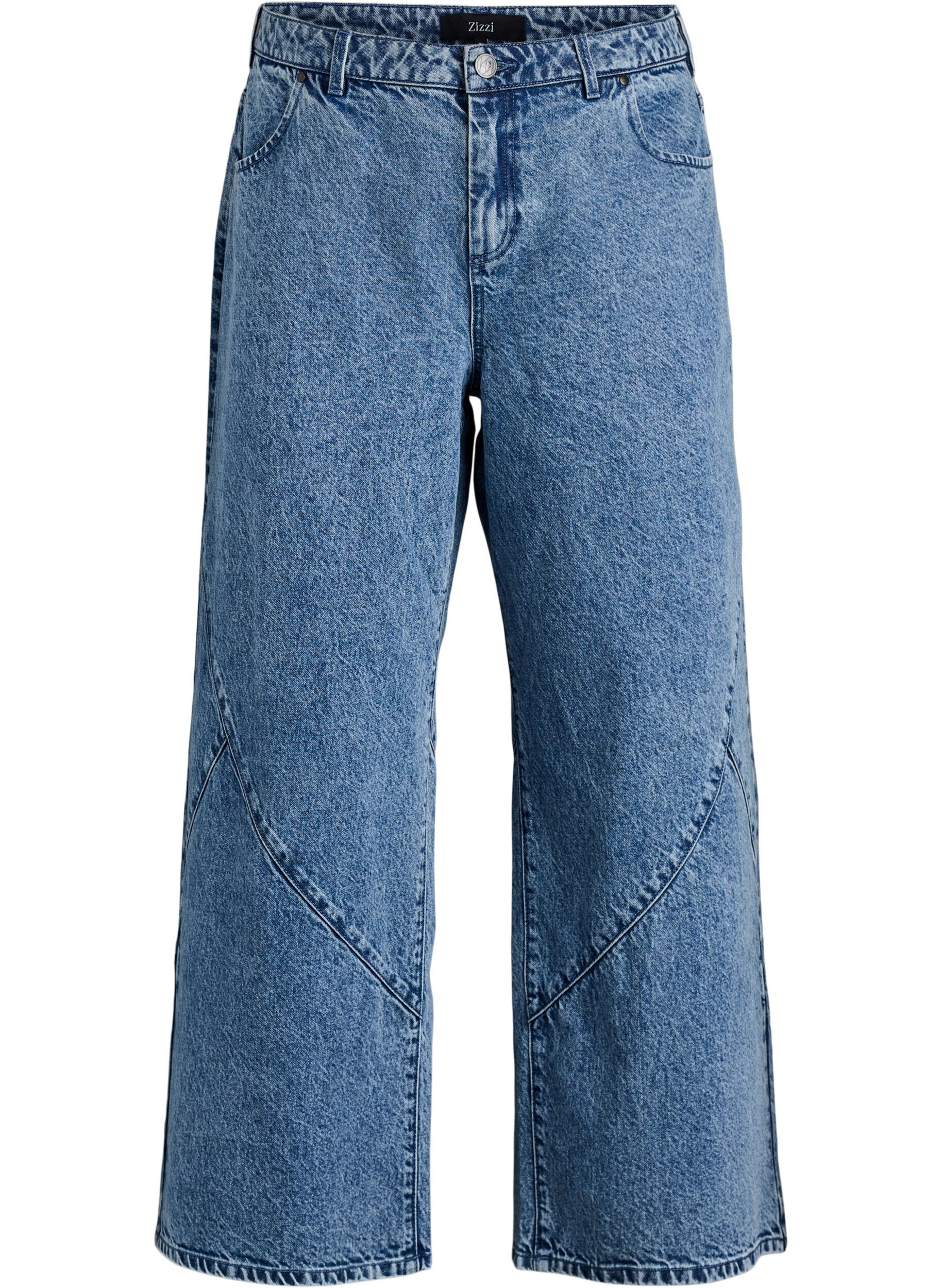 ZizziJeans med wide fit og s&oslash;mdetaljer, Bl&aring;, Packshot image number 0