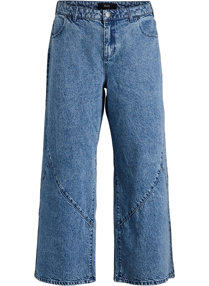 Jeans med wide fit og s&oslash;mdetaljer, Bl&aring;, Packshot image number 0