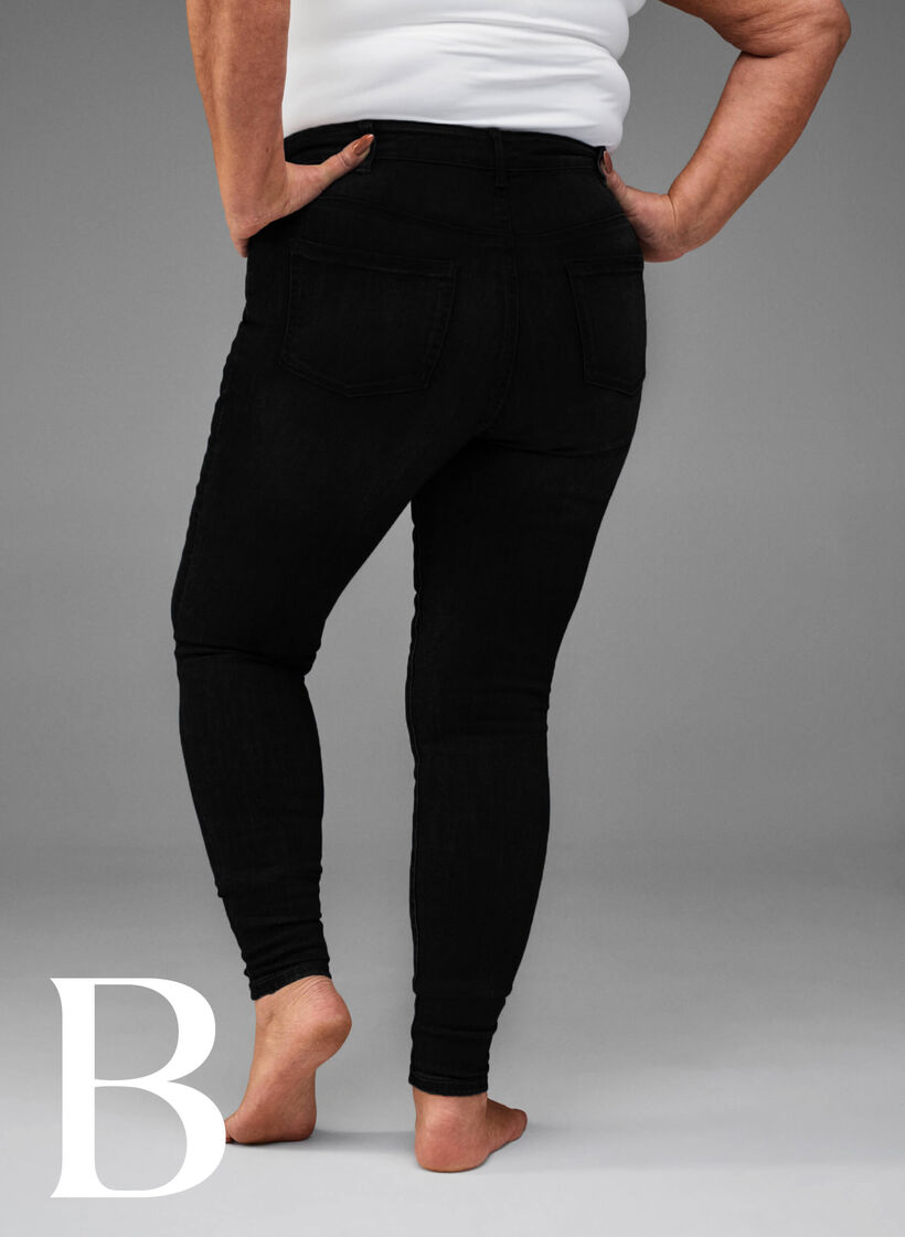 Supersmale jeans med høy midje, Black, Model