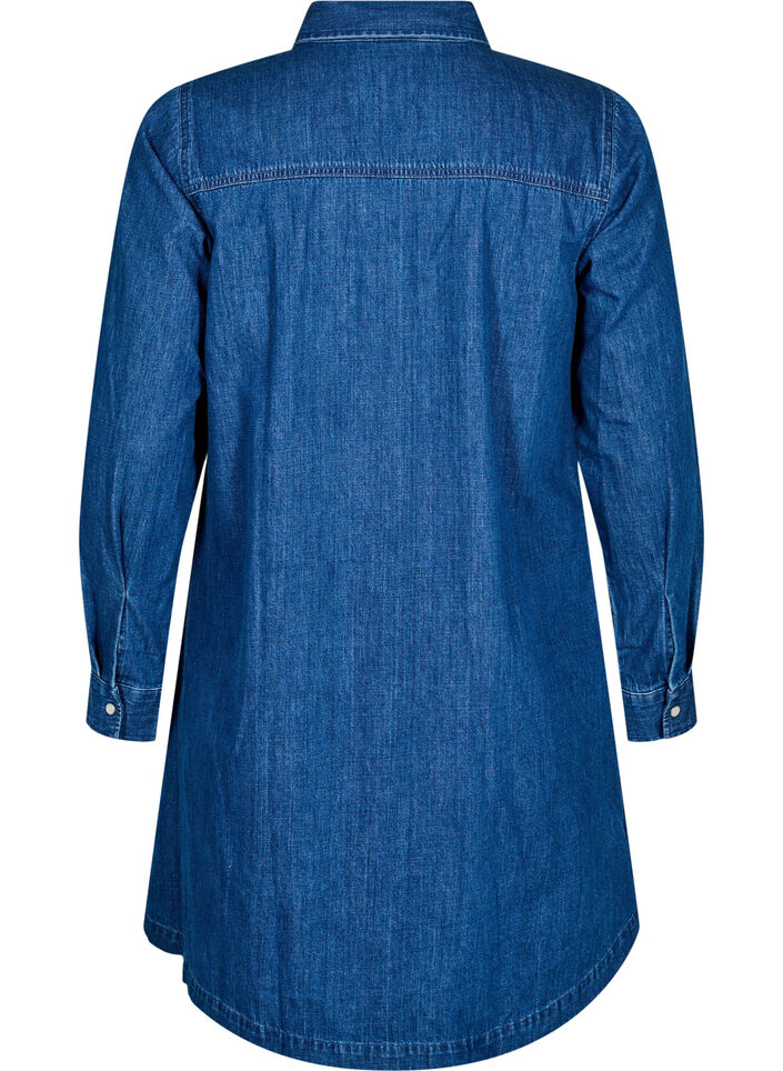 Denimkjole med knapper, Blue Denim, Packshot
