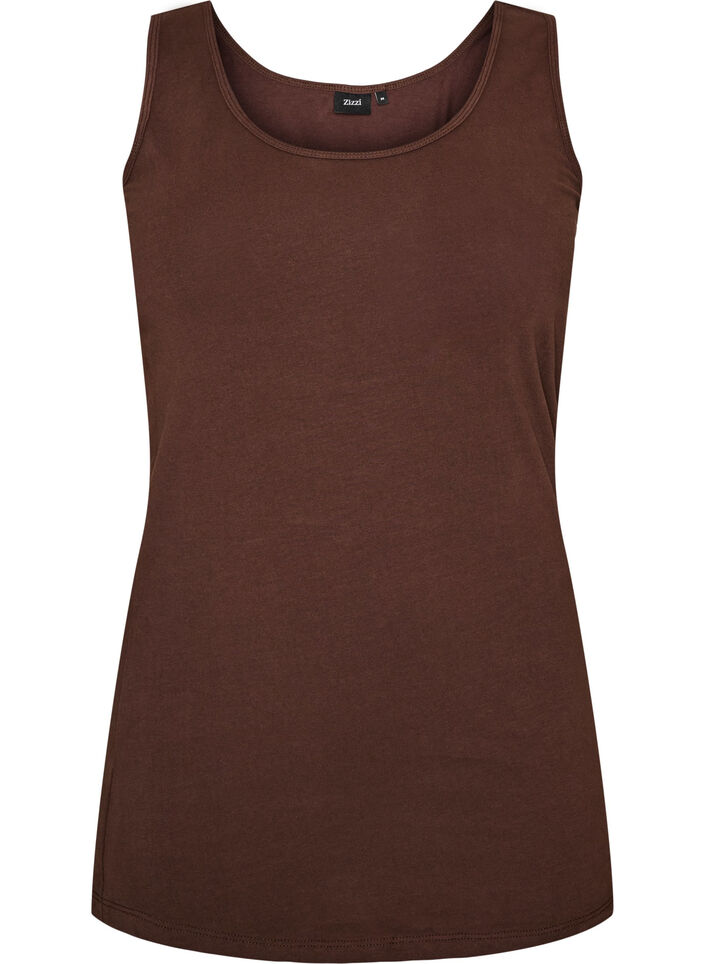 Ensfarget basic topp i bomull, Brun, Packshot image number 0