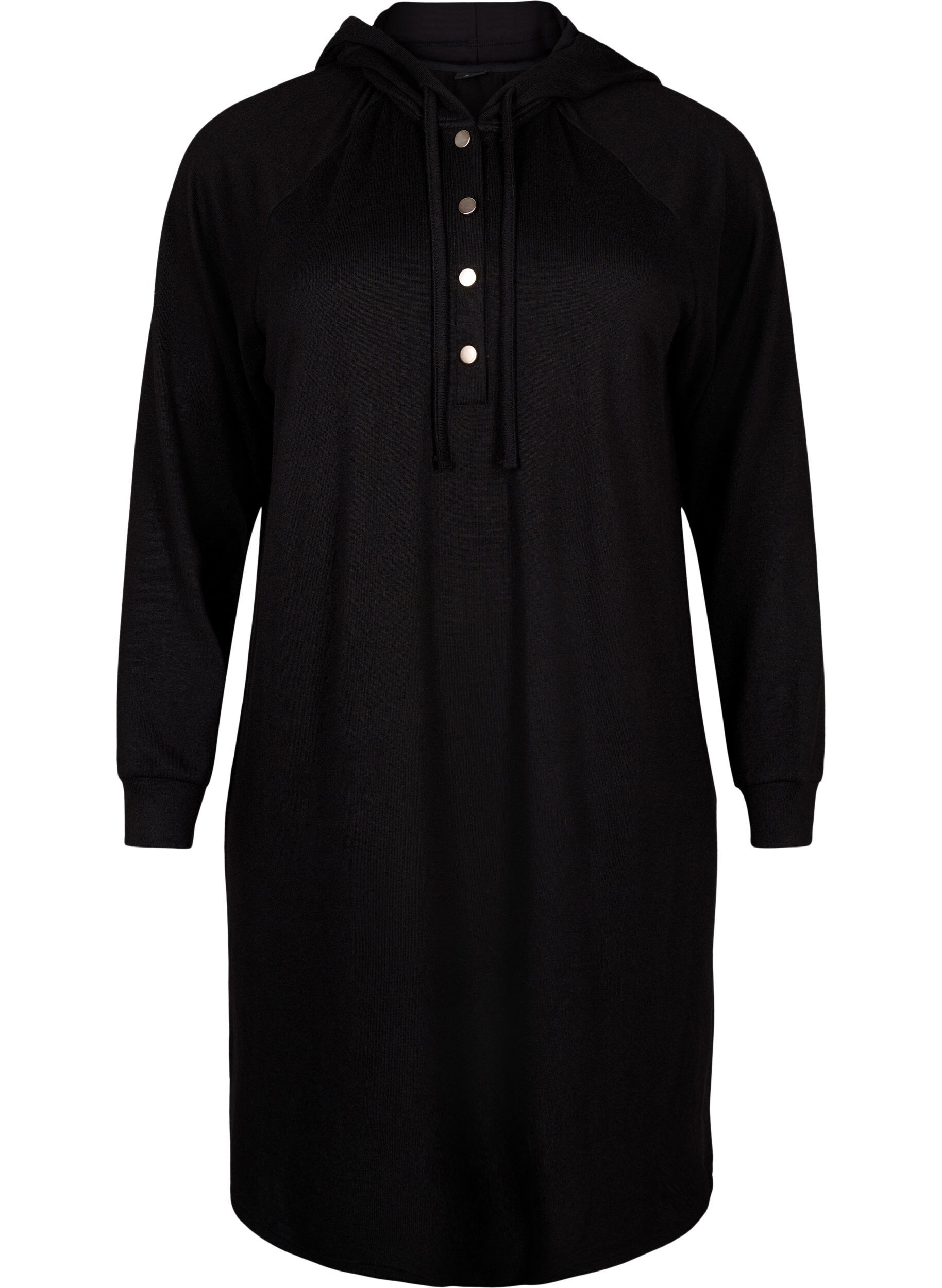 Zizzi Langermet joggekjole med hette, Black, Packshot image number 0