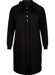 Langermet joggekjole med hette, Black