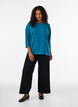 Jersey bluse med 3/4 ermer, Bl&aring;, Model image number 1