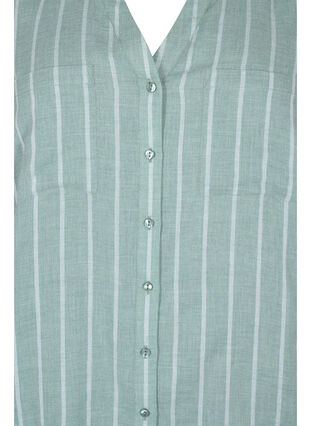 Stripete skjorte med V-hals, Balsam Green Stripe, Packshot image number 2