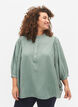 Skjortebluse med 3/4 ermer, Chinois Green, Model image number 0