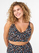 Blomstrete bikinioverdel med volangdetaljer, Brun, Model image number 0