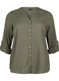 Bomullsbluse med V-hals, Thyme
