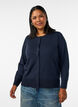 Finstrikket cardigan med rund hals, Bl&aring;, Model image number 0
