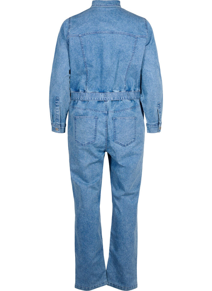 Jumpsuit i langermet denim, Light Blue Denim, Packshot image number 1