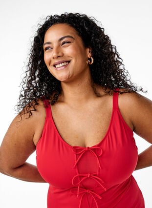 Zizzi Badedrakt med sløyfer, Rød, Model image number 2