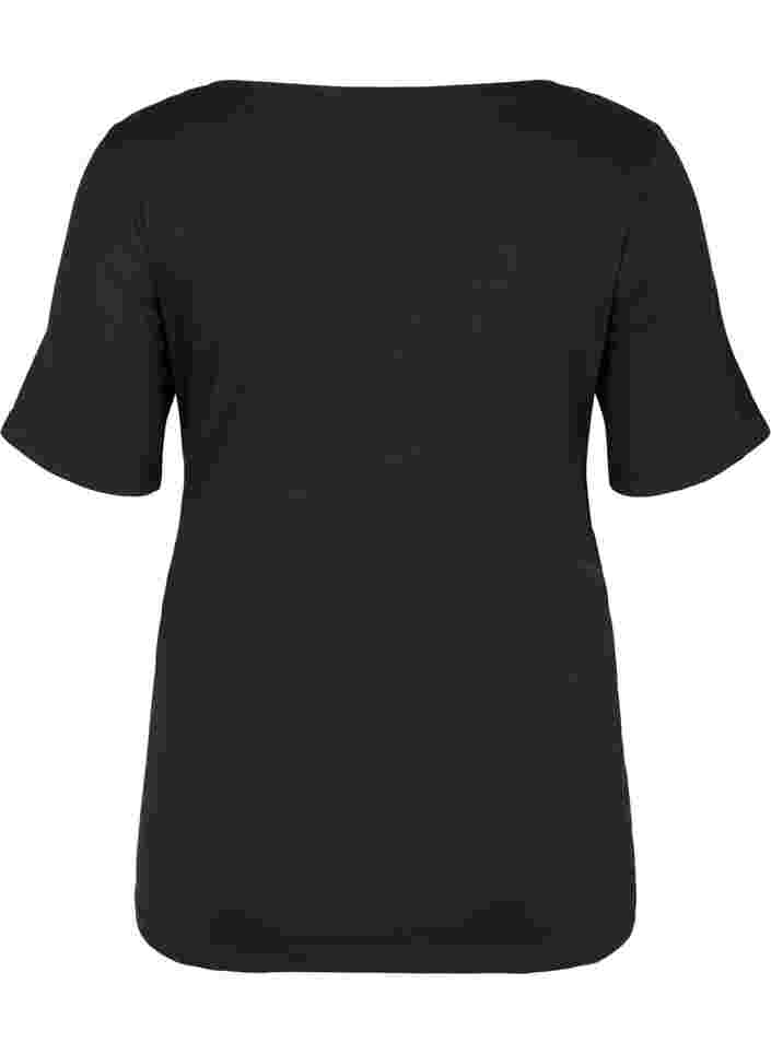 Kortermet T-skjorte til gravide i bomull, Black, Packshot image number 1