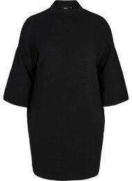 Strikkekjole med avkortede ermer, Black