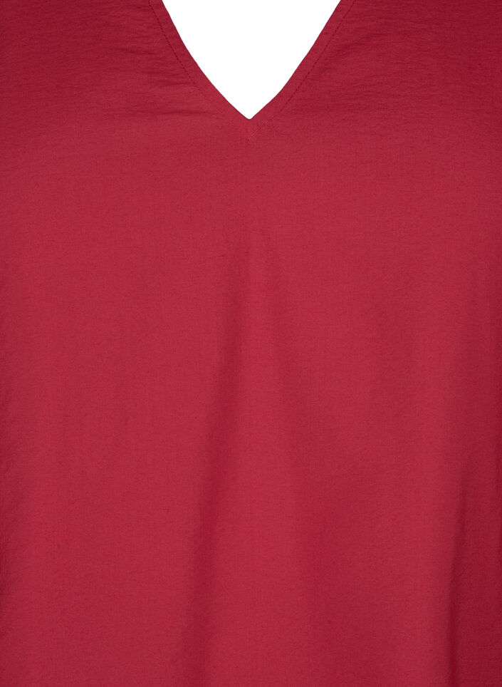 Kortermet bluse i viskose med broderi, Rød, Packshot image number 2