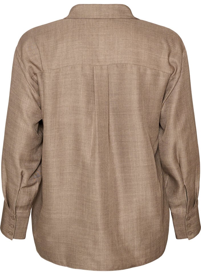 Loose fit skjorte med V-hals, Brun, Packshot image number 1