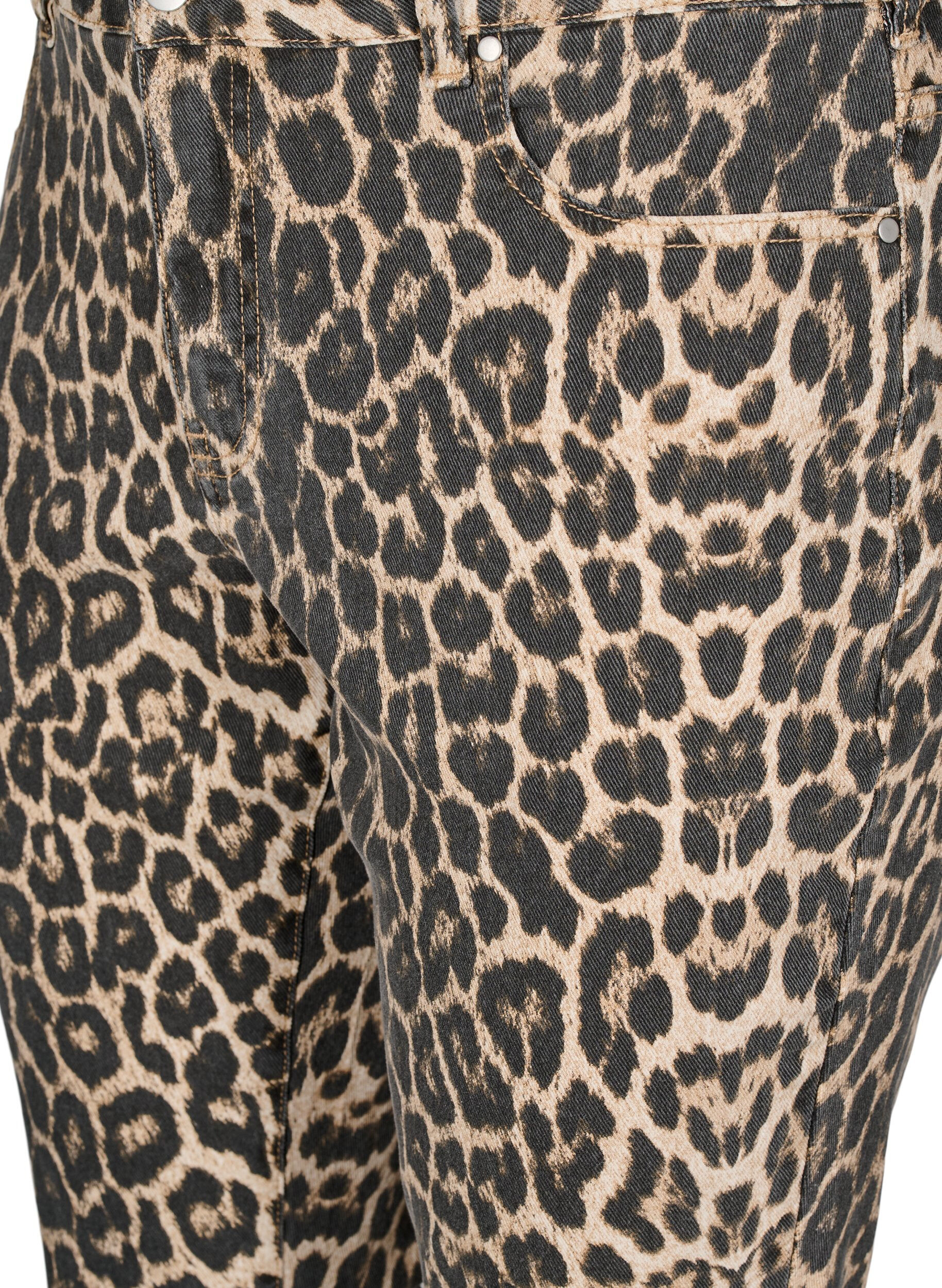 Zizzi Emily jeans med leopardtrykk, Brun, Packshot image number 2