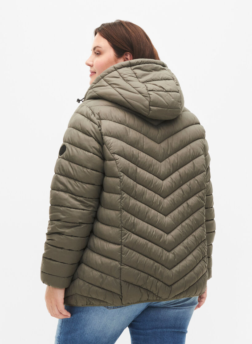 Lett jakke med hette, Brun, Model image number 2