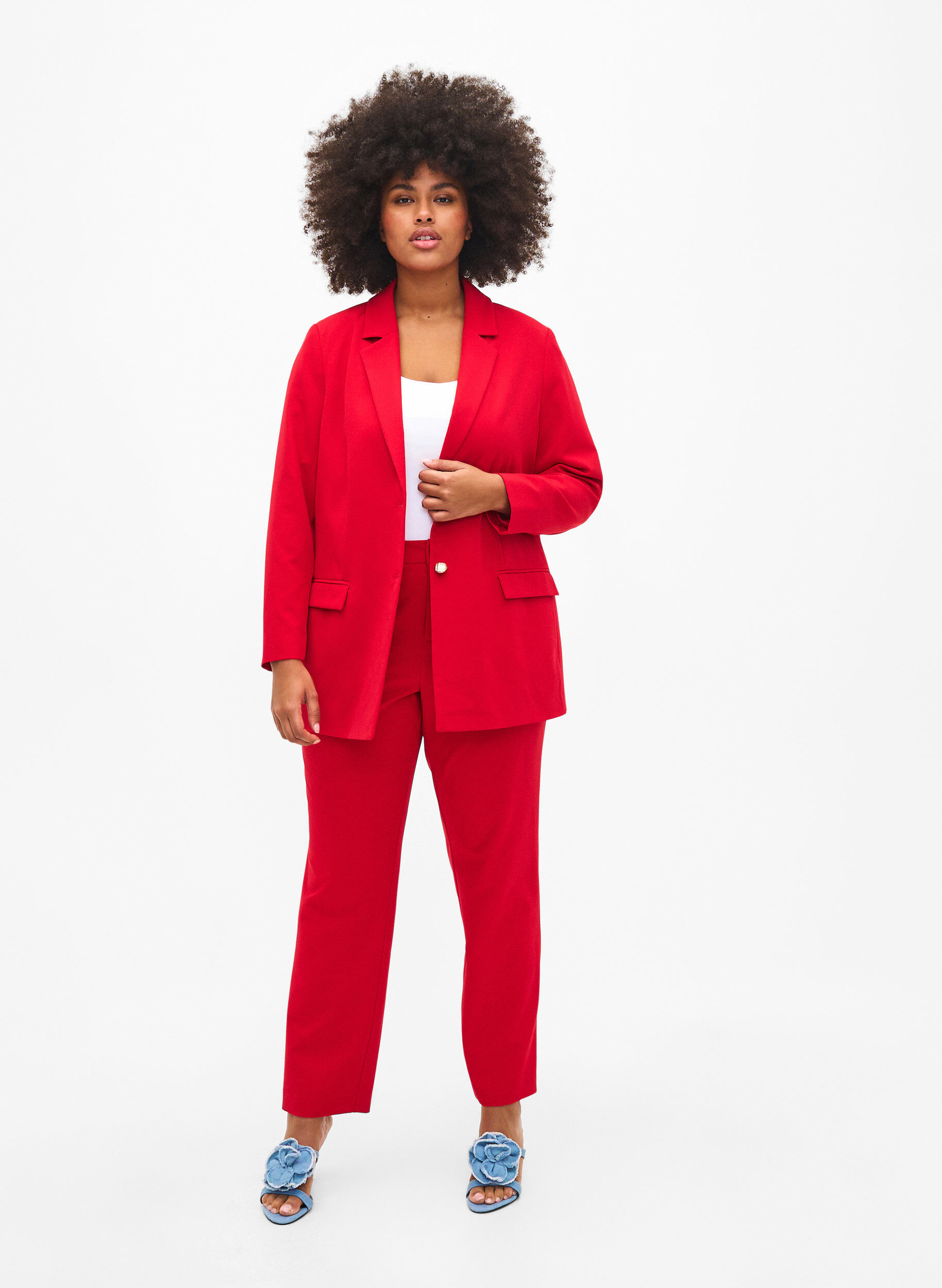 ZizziDressbukse med lommer, Tango Red, Model image number 0