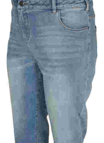 7/8-lengde jeans med rå kanter og høyt liv, Light blue denim, Packshot image number 2