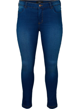 Slim fit Emily jeans med normal høyde i livet, Blue denim, Packshot image number 0