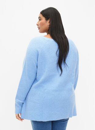 Melert-genser med splitt i siden, Blue Bell/White Mel., Model image number 1