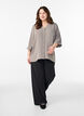 Skjortebluse med v-hals og 3/4 ermer, Beige, Model image number 1