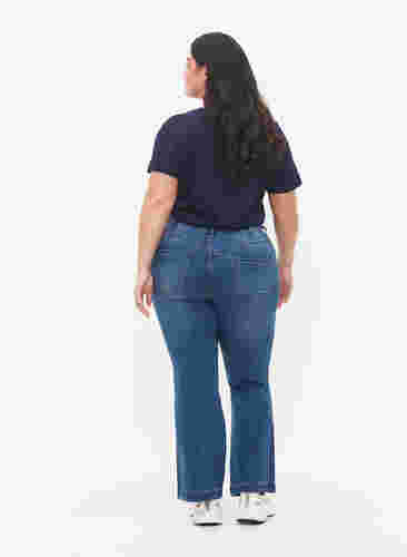Ellen jeans med høyt liv og bootcut, Blue denim, Model image number 1
