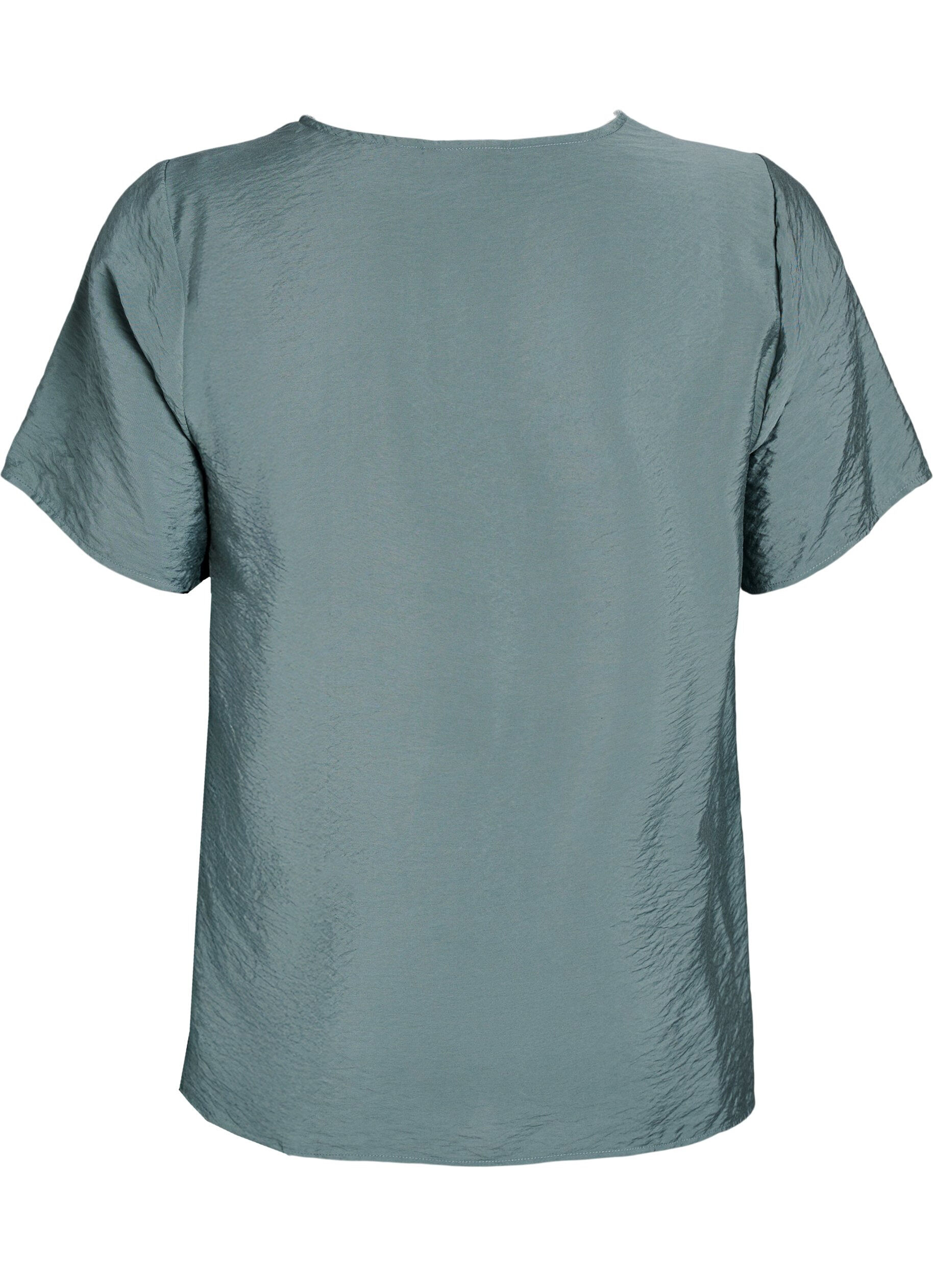 Zizzi Kortermet bluse i viskose med blondekant, Gr&oslash;nn, Packshot image number 1