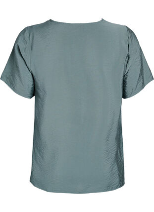 Zizzi Kortermet bluse i viskose med blondekant, Grønn, Packshot image number 1