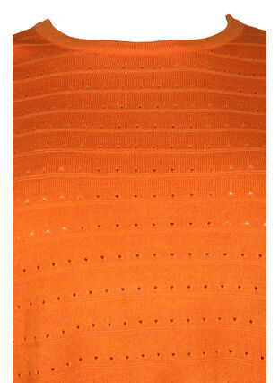 Strukturmønstret strikkegenser med rund hals, Vibrant Orange, Packshot image number 2