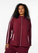 Sporty jakke med glidelås og kule detaljer, Mørk Bordeaux, Model image number 0