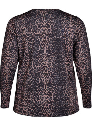 Zizzi Langermet treningstopp med leopardtrykk, Brun, Packshot image number 1