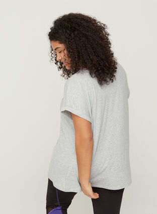 Kortermet T-skjorte med trykk til trening, Light Grey Melange, Model image number 1