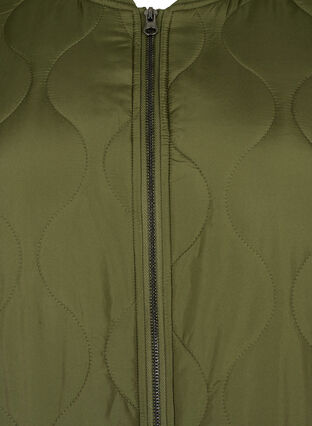 Lang quiltet jakke med lommer og glidelås, Winter Moss, Packshot image number 2
