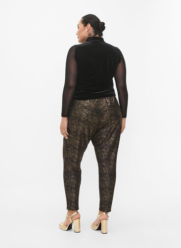 Maddison bukse med gullfarge og lommer, Black w. Gold, Model image number 1