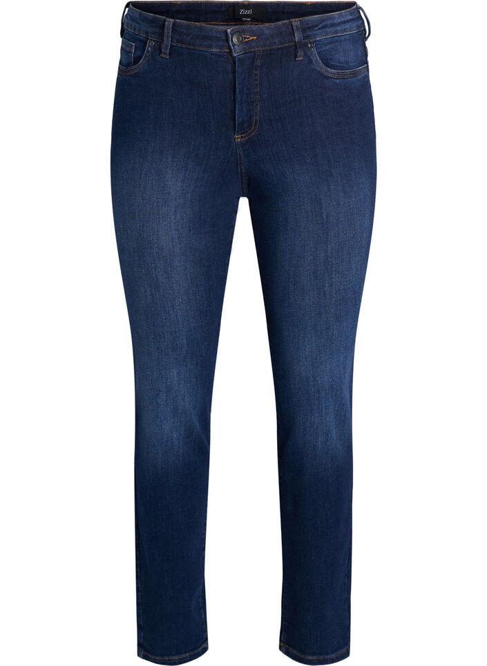 Slim fit jeans med vanlig midje, Dark Blue, Packshot image number 0