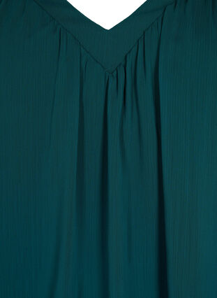 Ensfarget bluse med flaggermusermer og V-hals, Ponderosa Pine, Packshot image number 2