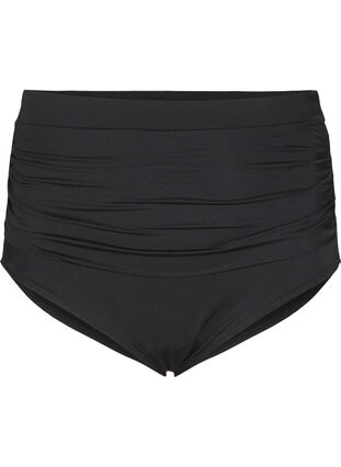 Zizzi Høymidje bikinitruse med rynker, Black, Packshot image number 0