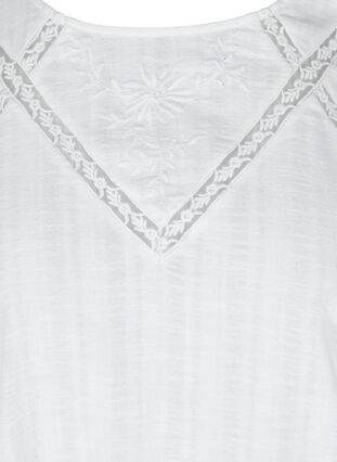 Langermet bomullsbluse med broderi, Bright White, Packshot image number 2