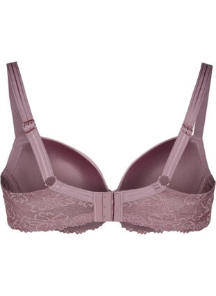 Zizzi Formet BH med blonder og glatte skåler, Rosa, Packshot image number 1