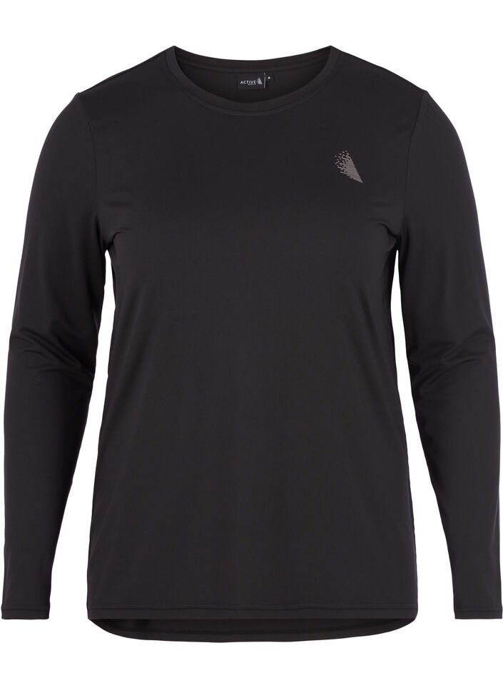 Treningsgenser med lange ermer, Svart, Packshot image number 0