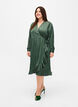Omslagskjole i sateng med lange ermer, Duck Green, Model image number 0