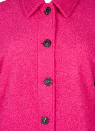 Lang skjortejakke i bouclé-look, Fuchsia Red, Packshot image number 2