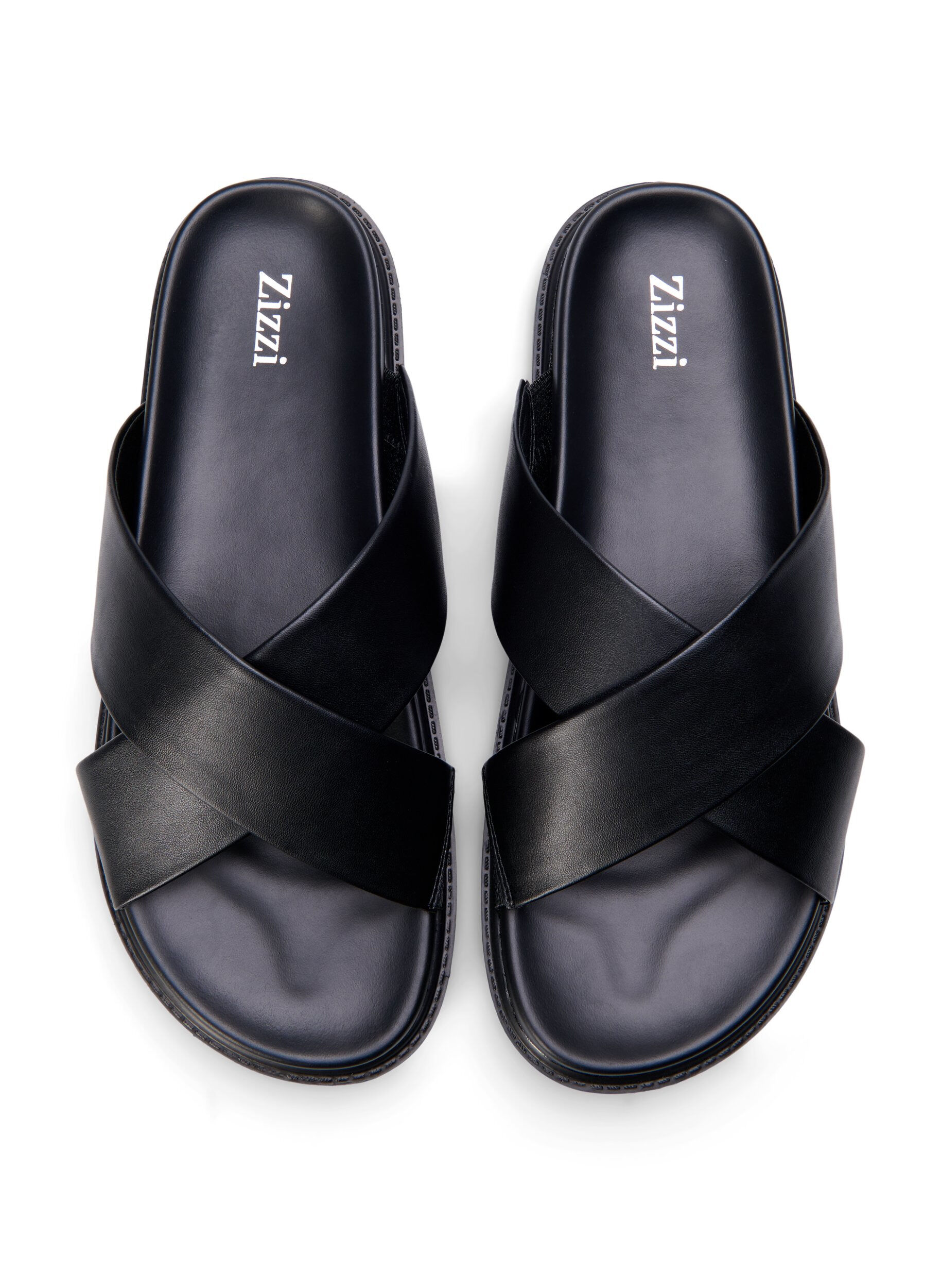 Zizzi Sandal med bred passform og kryssede remmer, Black, Packshot image number 2