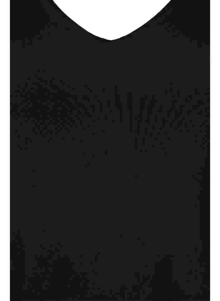 Tettsittende bluse i mesh med V-hals, Black, Packshot image number 2