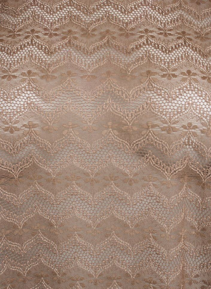 Blondebluse med korte ermer og bølget faldkant, Brun, Packshot image number 2