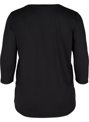 Zizzi Treningsbluse med 3/4-ermer, Svart, Packshot image number 1
