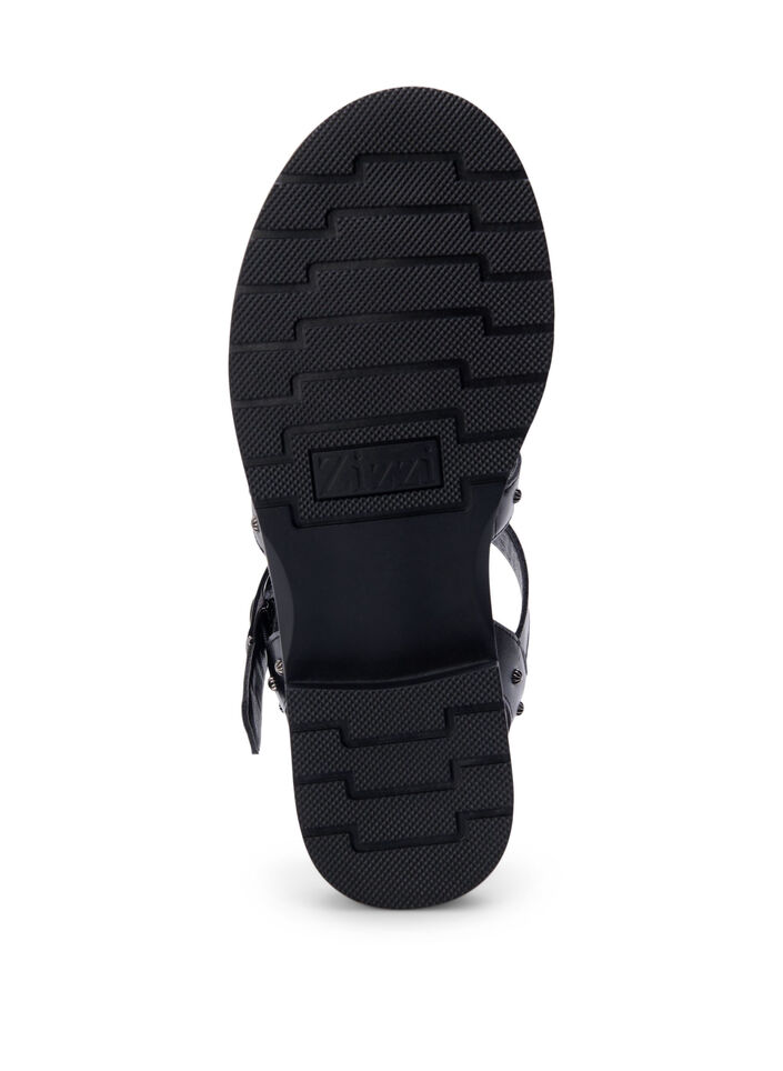 Sandal med bred passform og nagler, Svart, Packshot image number 4