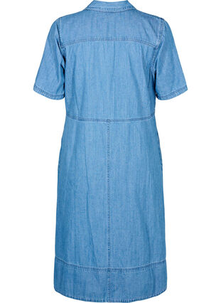 Skjortekjole i denim med korte ermer, Light Blue Denim, Packshot image number 1